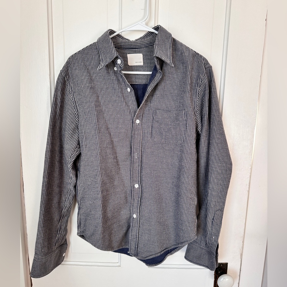 Band Of Outsiders Navy and White Striped Shirt - size large - cotton